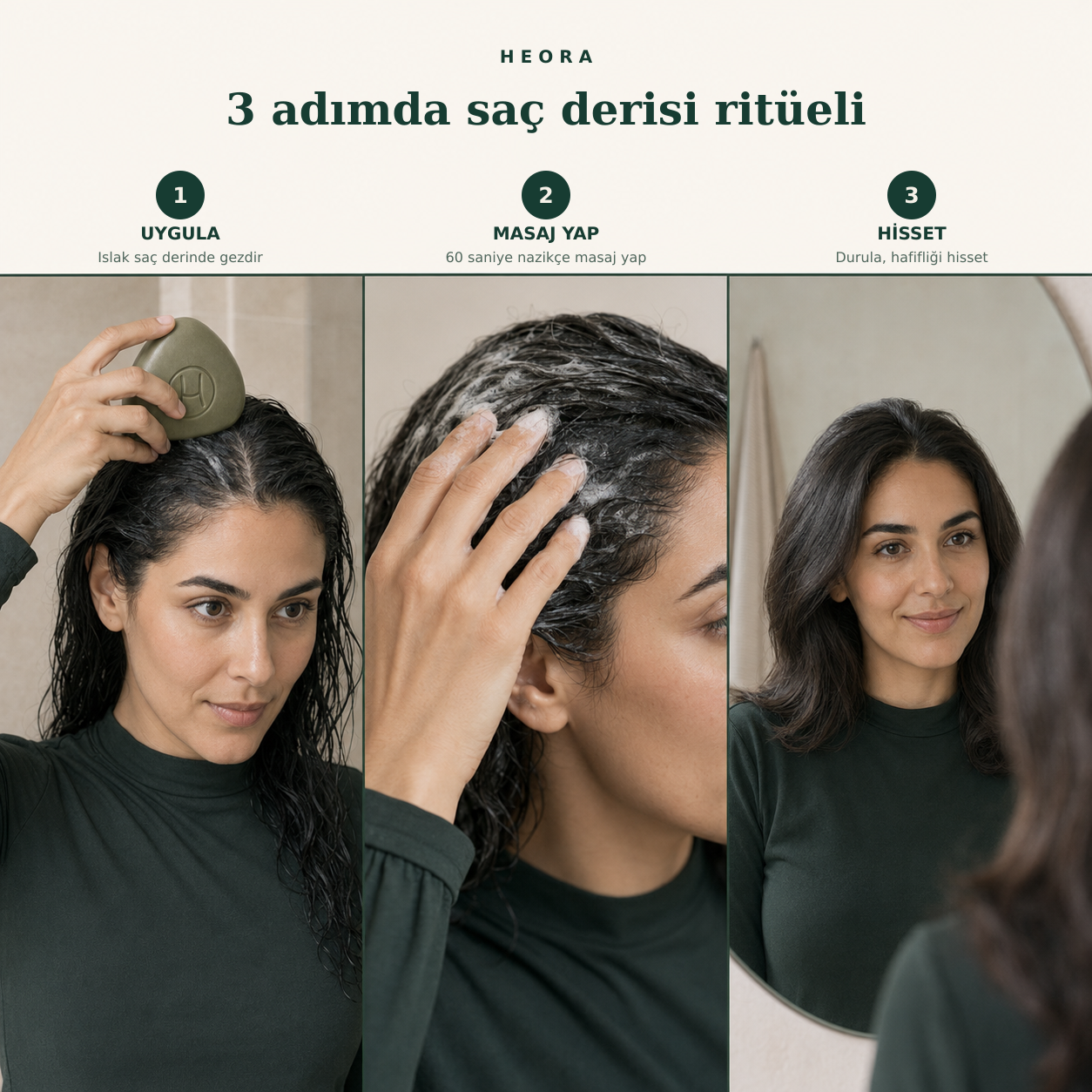 HEORA 60 saniyelik saç derisi bakım ritüeli